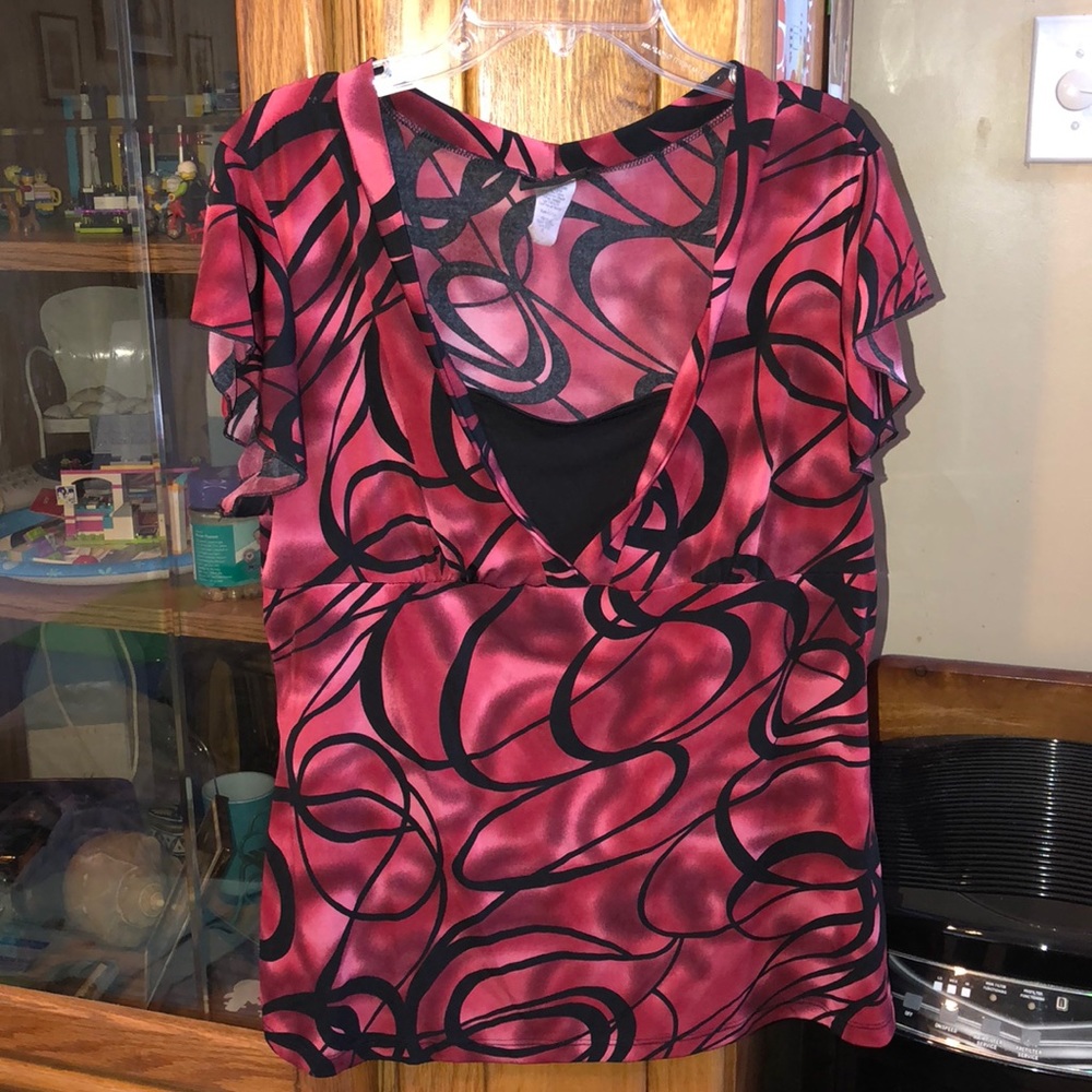 Women's Red & Black Dressy Top